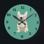 Cute dog ラウンド壁時計<br><div class="desc">Cream French Bulldog ,  green</div>