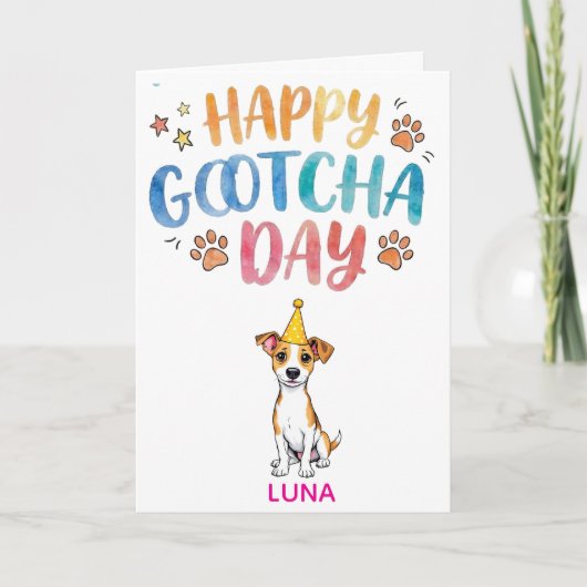 Cute Dog Adoption Anniversary Happy Gotcha Day カード (正面)