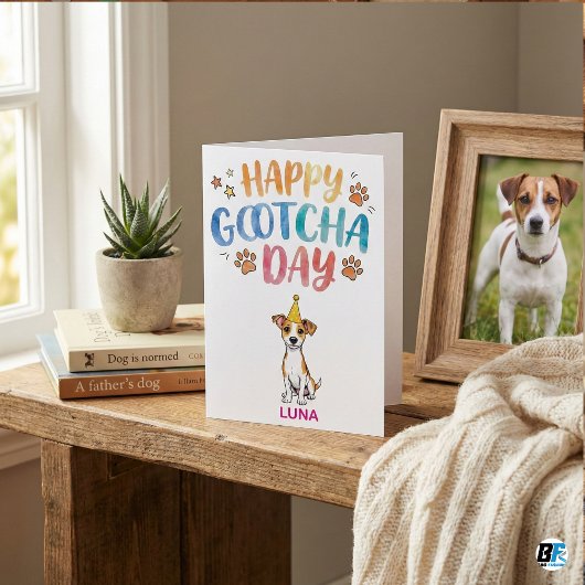 Cute Dog Adoption Anniversary Happy Gotcha Day カード