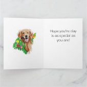 Cute Dog Amid Flowers Golden Retriever Birthday カード (内部)
