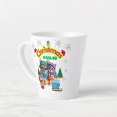 Cute dog and cat Christmas squad design  カフェラテマグ (左アングル)