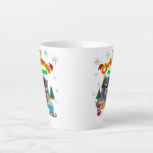 Cute dog and cat Christmas squad design  カフェラテマグ (正面)