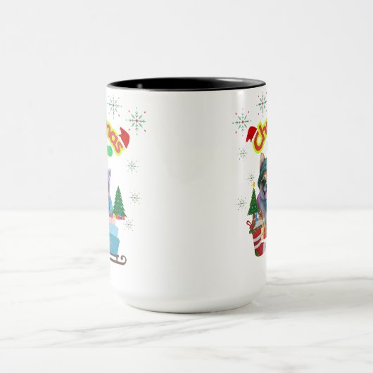 Cute dog and cat Christmas squad design  マグカップ (中央)