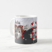 Cute Dog and Coffee Lovers 2 Photo Christmas コーヒーマグカップ (正面左)