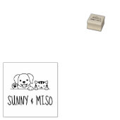 Cute Dog and Tabby Cat Custom Names ラバースタンプ (押印)