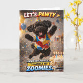 Cute Dog Birthday Card Funny Zoomies Cockapoo カード (黄色い花)