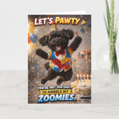 Cute Dog Birthday Card Funny Zoomies Cockapoo カード (正面)