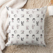 Cute Dog Breed Faces Pattern Throw Pillow クッション (ブランケット)