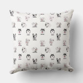 Cute Dog Breed Faces Pattern Throw Pillow クッション (裏面)