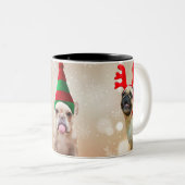 Cute Dog Christmas  ツートーンマグカップ (正面右)