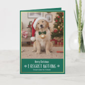 Cute Dog Christmas Holiday Funny Photo Folded シーズンカード (正面)