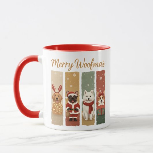Cute Dog Christmas – Merry Woofmas マグカップ (左)