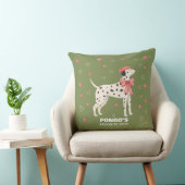 Cute Dog Dalmatian Bow Heart Sage Throw Pillow クッション (椅子)
