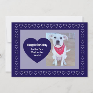 Cute Dog Dark Blue One Photo Heart Father's Day シーズンカード