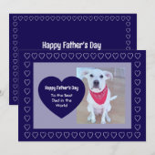 Cute Dog Dark Blue One Photo Heart Father's Day シーズンカード (正面/裏面)