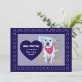 Cute Dog Dark Blue One Photo Heart Father's Day シーズンカード (スタンド正面)