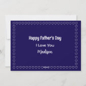 Cute Dog Dark Blue One Photo Heart Father's Day シーズンカード (裏面)