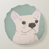 Cute Dog, Dusty Blue ラウンドクッション (裏面)