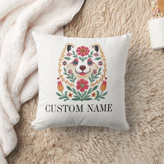 Cute Dog Floral Personalized Pillow クッション (ブランケット)
