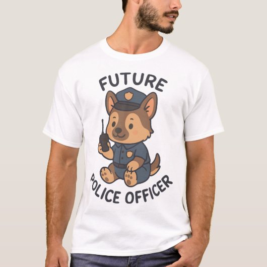 Cute Dog Future Police Officer Theme Tシャツ (正面)