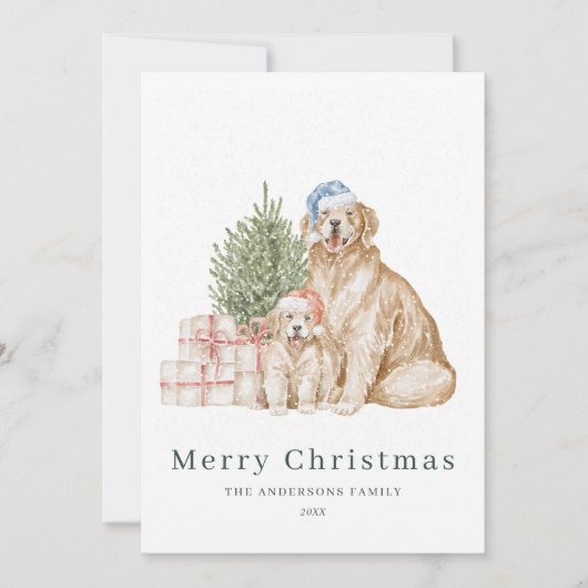 Cute dog greenery Christmas シーズンカード (正面)