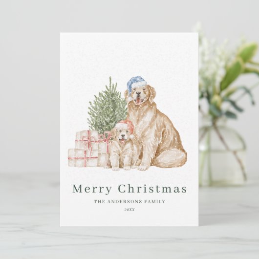 Cute dog greenery Christmas シーズンカード (スタンド正面)