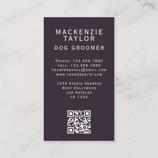 Cute Dog Groomer Personalized Spa Style 名刺 (裏面)
