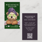 Cute Dog Groomer Personalized Spa Style 名刺 (正面/裏面)