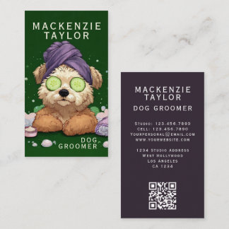 Cute Dog Groomer Personalized Spa Style 名刺