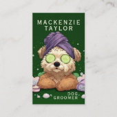 Cute Dog Groomer Personalized Spa Style 名刺 (正面)