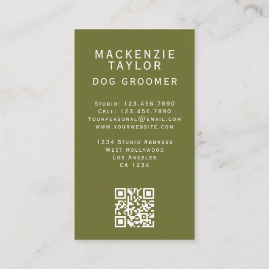Cute Dog Groomer Personalized Spa Style 名刺 (裏面)