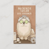 Cute Dog Groomer Personalized Spa Style 名刺 (正面)