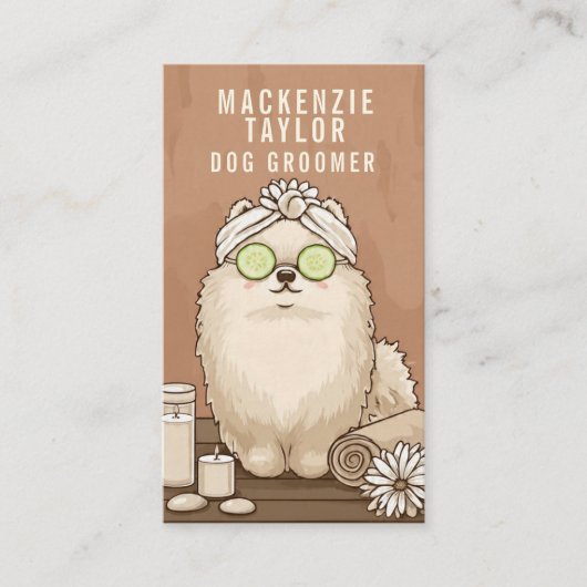 Cute Dog Groomer Personalized Spa Style 名刺 (正面)