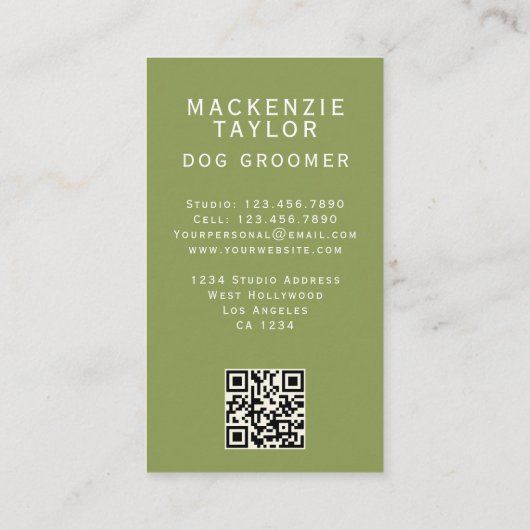 Cute Dog Groomer Personalized Spa Style 名刺 (裏面)