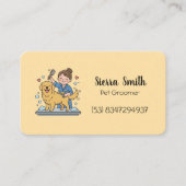 Cute Dog Groomer Yellow Golden Retriever Pet Work 名刺 (正面)
