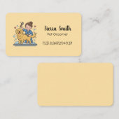 Cute Dog Groomer Yellow Golden Retriever Pet Work 名刺 (正面/裏面)