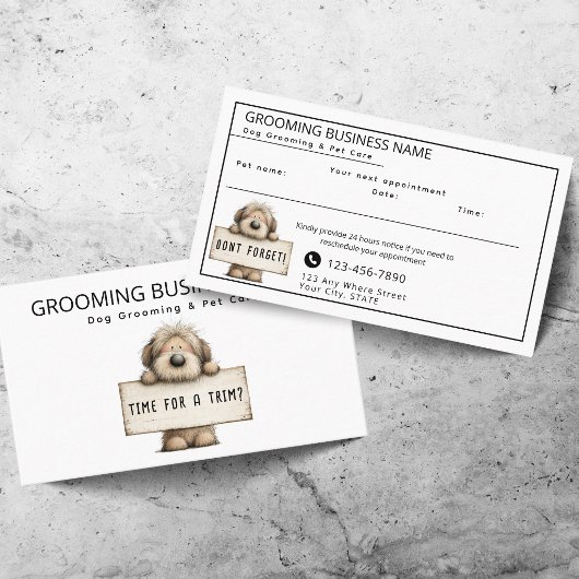 Cute Dog Grooming Modern Fun Appointment Card 名刺