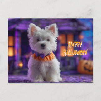 Cute Dog Happy Halloween Haunted House ポストカード