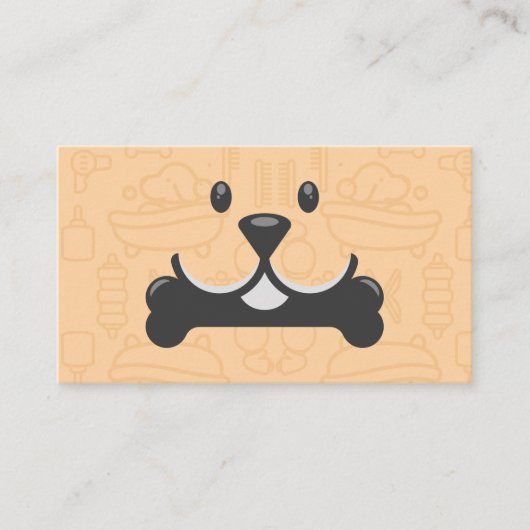 Cute Dog Holding Bone Logo | Groomers 名刺 (正面)