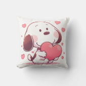 Cute Dog Holding Pink Heart クッション (正面)