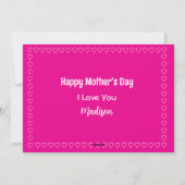 Cute Dog Hot Pink One Photo Heart Mother's Day シーズンカード (裏面)