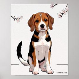 Cute Dog Illustration Wall Art ポスター