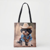 Cute dog in a cowboy costume トートバッグ (正面)