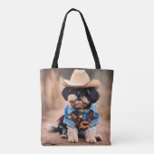 Cute dog in a cowboy costume トートバッグ (裏面)