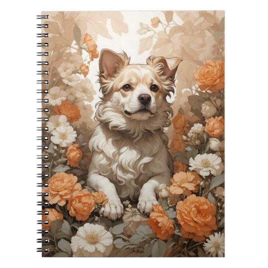 cute dog in flowers ノートブック (正面)
