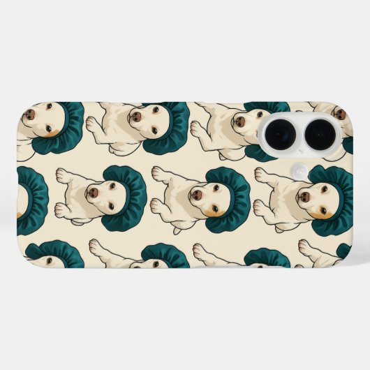 Cute Dog in Satin Bonnet Pattern Phone Case Case-Mate iPhoneケース (裏面 (横))