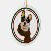 Cute Dog In Scarf Ceramic Circle Ornament セラミックオーナメント (右)