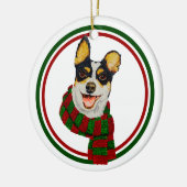 Cute Dog In Scarf Ceramic Circle Ornament セラミックオーナメント (左)