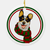 Cute Dog In Scarf Ceramic Circle Ornament セラミックオーナメント (裏面)