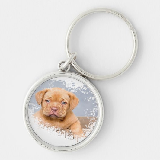 Cute Dog Keychain – Adorable Puppy Photo Keyring f キーホルダー (正面)